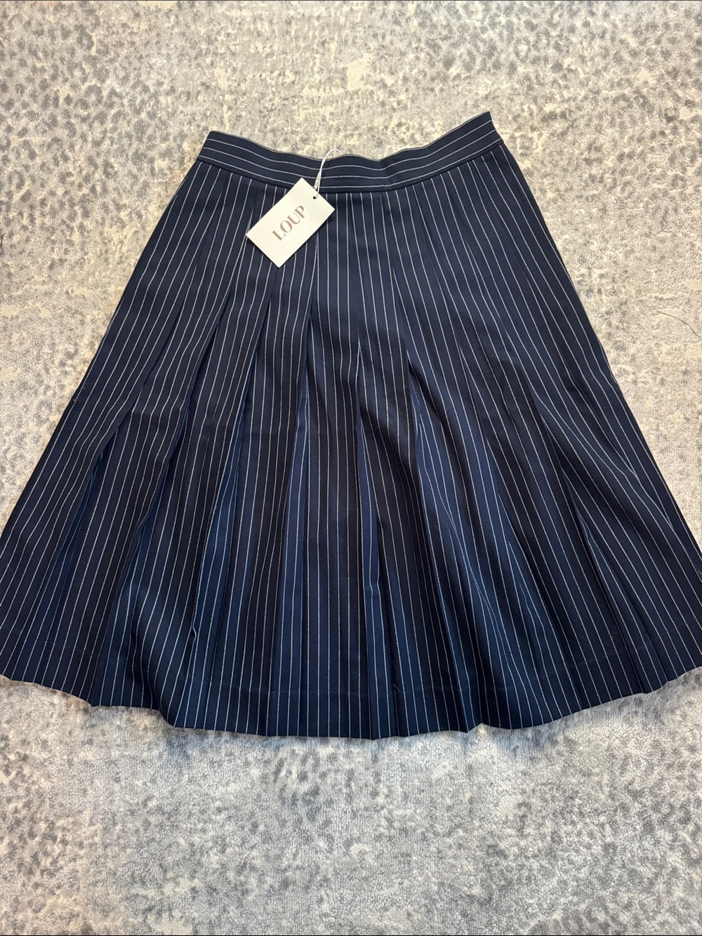 Loup Navy Pinstripe A-Line Skirt Size medium new with tags